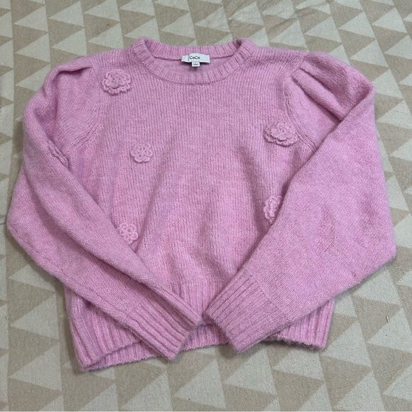 NWOT CeCe
Knit Crew Neck Long Sleeve 3D Flower Sweater corsage pink - Picture 3 of 5